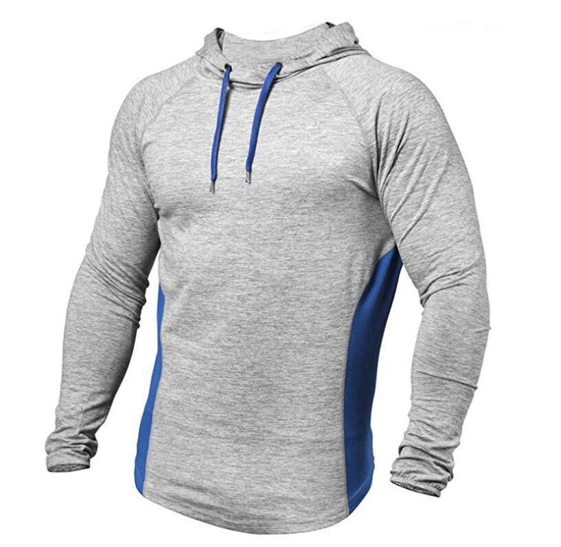 Men's T-shirt Outdoor Fitness Hooded T-shirt Men's Solid Color Sports Sweatshirt