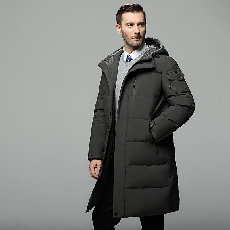 Men's Long Padded Down Jacket - Warm Winter Puffer Coat