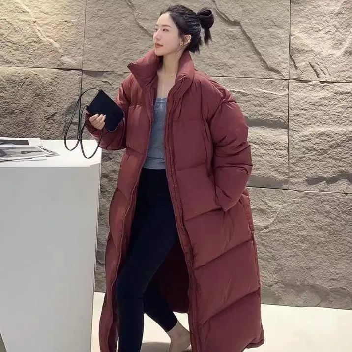Women's Mid-Length Over-The-Knee Cotton Jacket - Warm Winter Coat