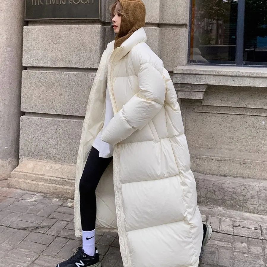 Women's Mid-Length Over-The-Knee Cotton Jacket - Warm Winter Coat