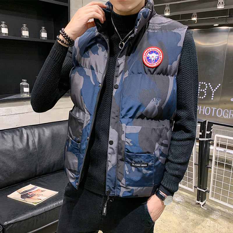 Men's Winter Down Cotton Warm Vest - Padded Sleeveless Jacket
