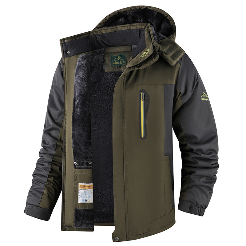 Men's Fleece-Lined Thick Outdoor Winter Jacket - Warm Insulated Coat