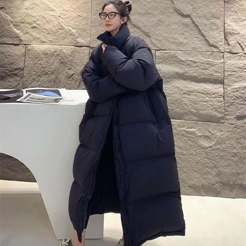 Women's Mid-Length Over-The-Knee Cotton Jacket - Warm Winter Coat