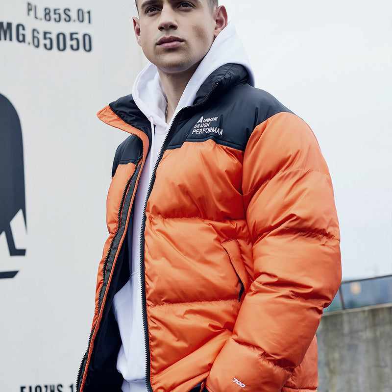 Men's Premium Down Padded Jacket - Shiny Short Puffer Coat