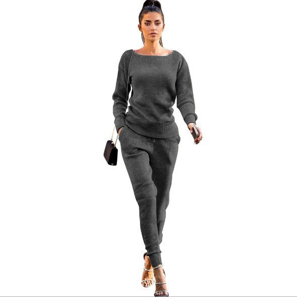 Women's Casual Round Neck Sport Suit - Comfortable Two-Piece Set