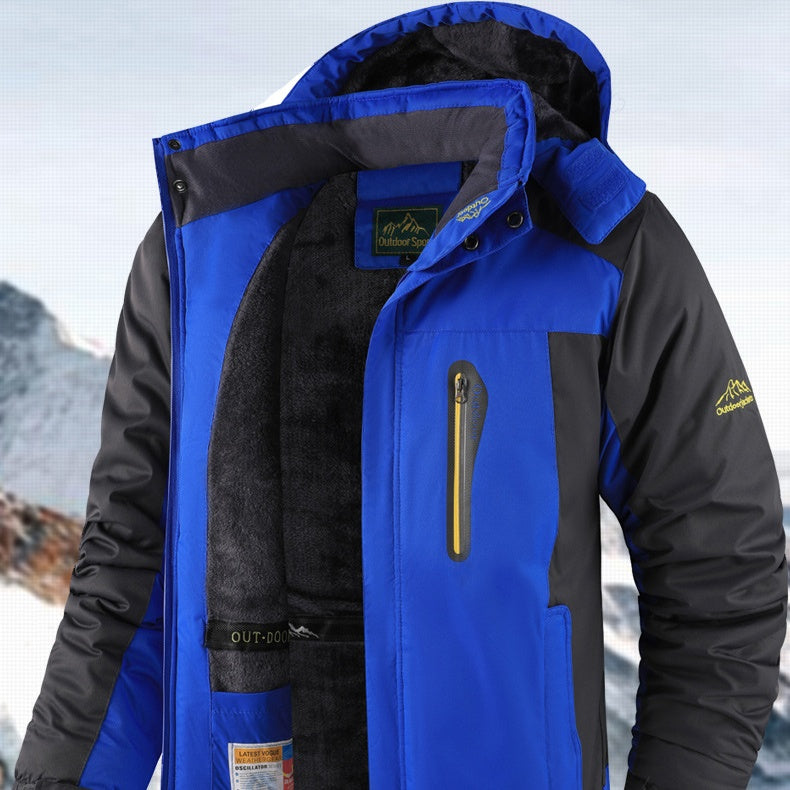 Men's Fleece-Lined Thick Outdoor Winter Jacket - Warm Insulated Coat