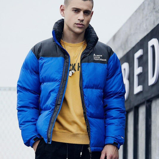 Men's Premium Down Padded Jacket - Shiny Short Puffer Coat