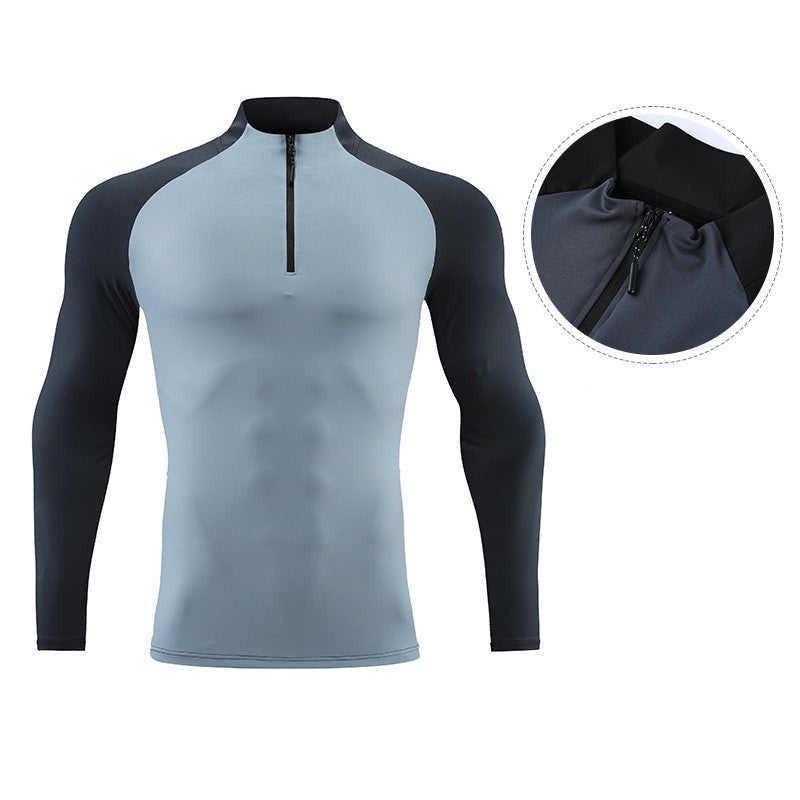 Mock Neck Half-zip Gym Solid Color