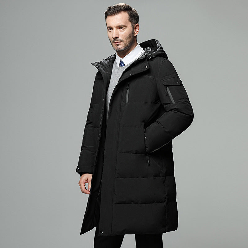 Men's Long Padded Down Jacket - Warm Winter Puffer Coat