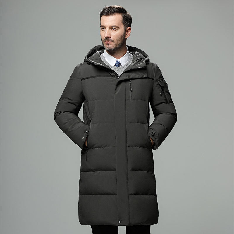 Men's Long Padded Down Jacket - Warm Winter Puffer Coat