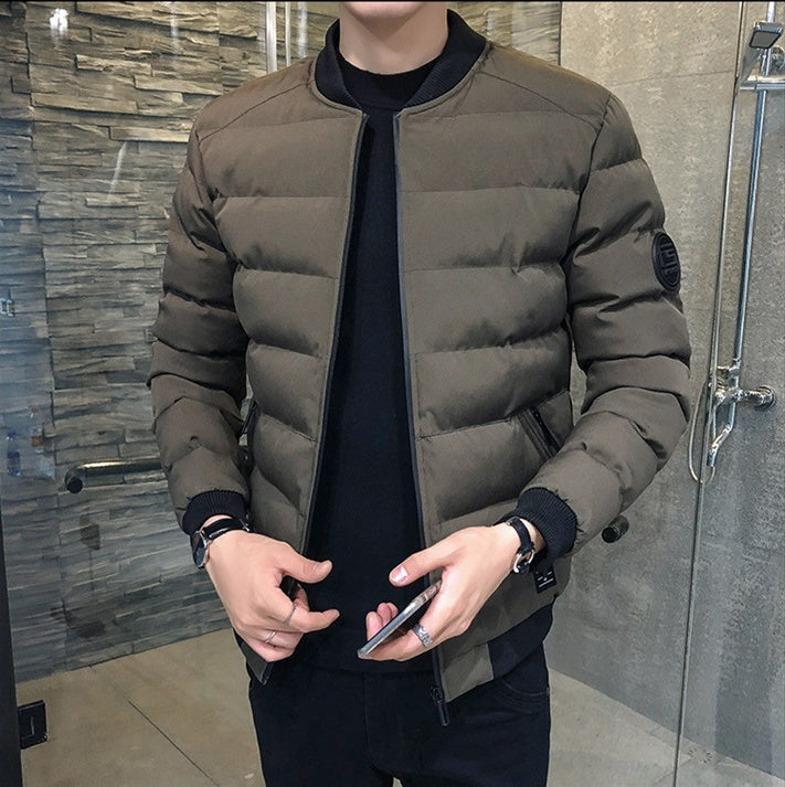 Men's Stand Collar Down Jacket - Baseball Style Puffer Coat