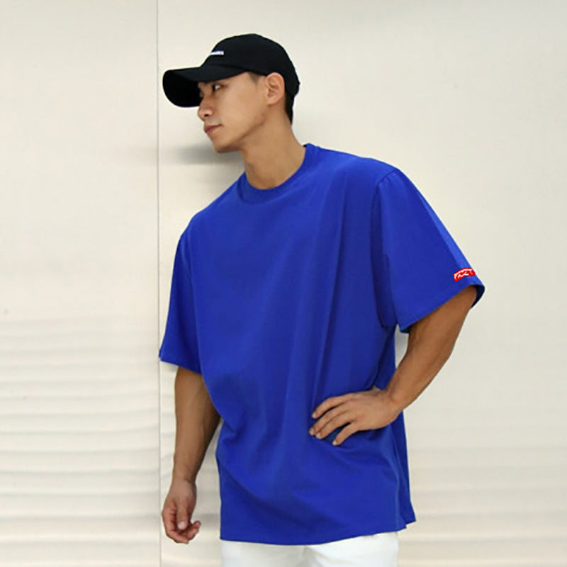 Large Size Round Neck Cotton Sport Shirt With Short Sleeves