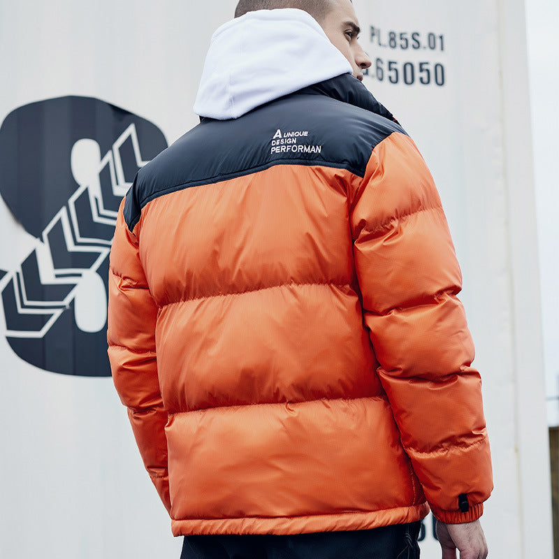 Men's Premium Down Padded Jacket - Shiny Short Puffer Coat