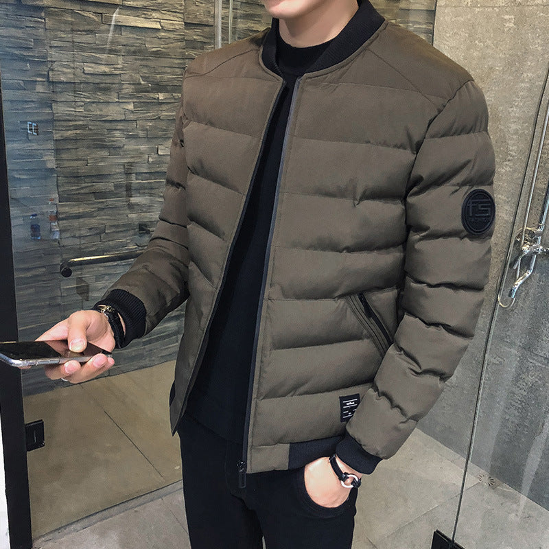 Men's Stand Collar Down Jacket - Baseball Style Puffer Coat