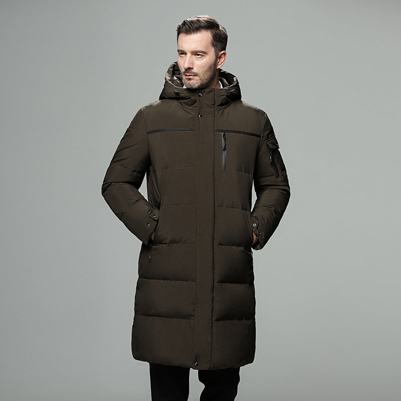 Men's Long Padded Down Jacket - Warm Winter Puffer Coat