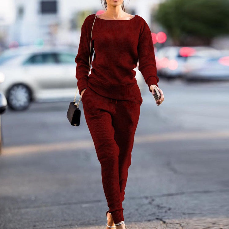 Women's Casual Round Neck Sport Suit - Comfortable Two-Piece Set