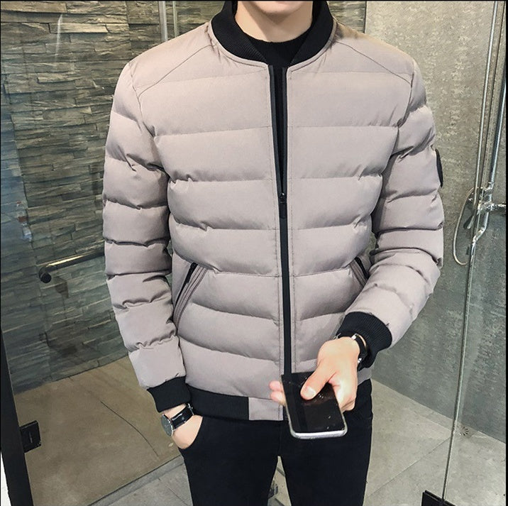 Men's Stand Collar Down Jacket - Baseball Style Puffer Coat