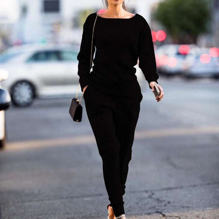 Women's Casual Round Neck Sport Suit - Comfortable Two-Piece Set