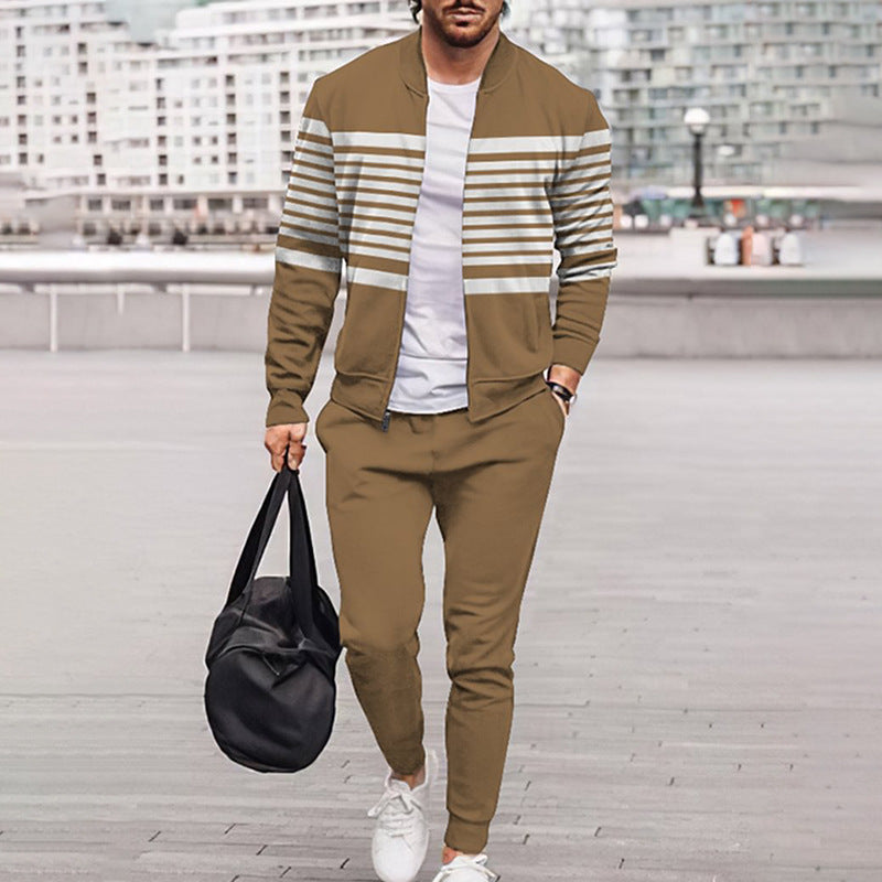 Men's Autumn/Winter Contrast Jacket - Stand-Up Collar Design