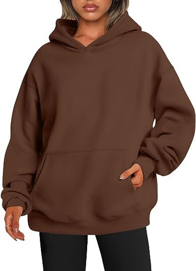 Women's Oversized Hoodie With Pockets - Solid Colour Hooded Sweatshirt