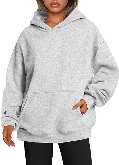Women's Oversized Hoodie With Pockets - Solid Colour Hooded Sweatshirt