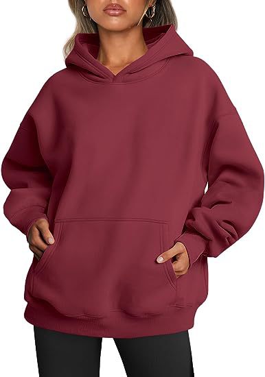 Women's Oversized Hoodie With Pockets - Solid Colour Hooded Sweatshirt