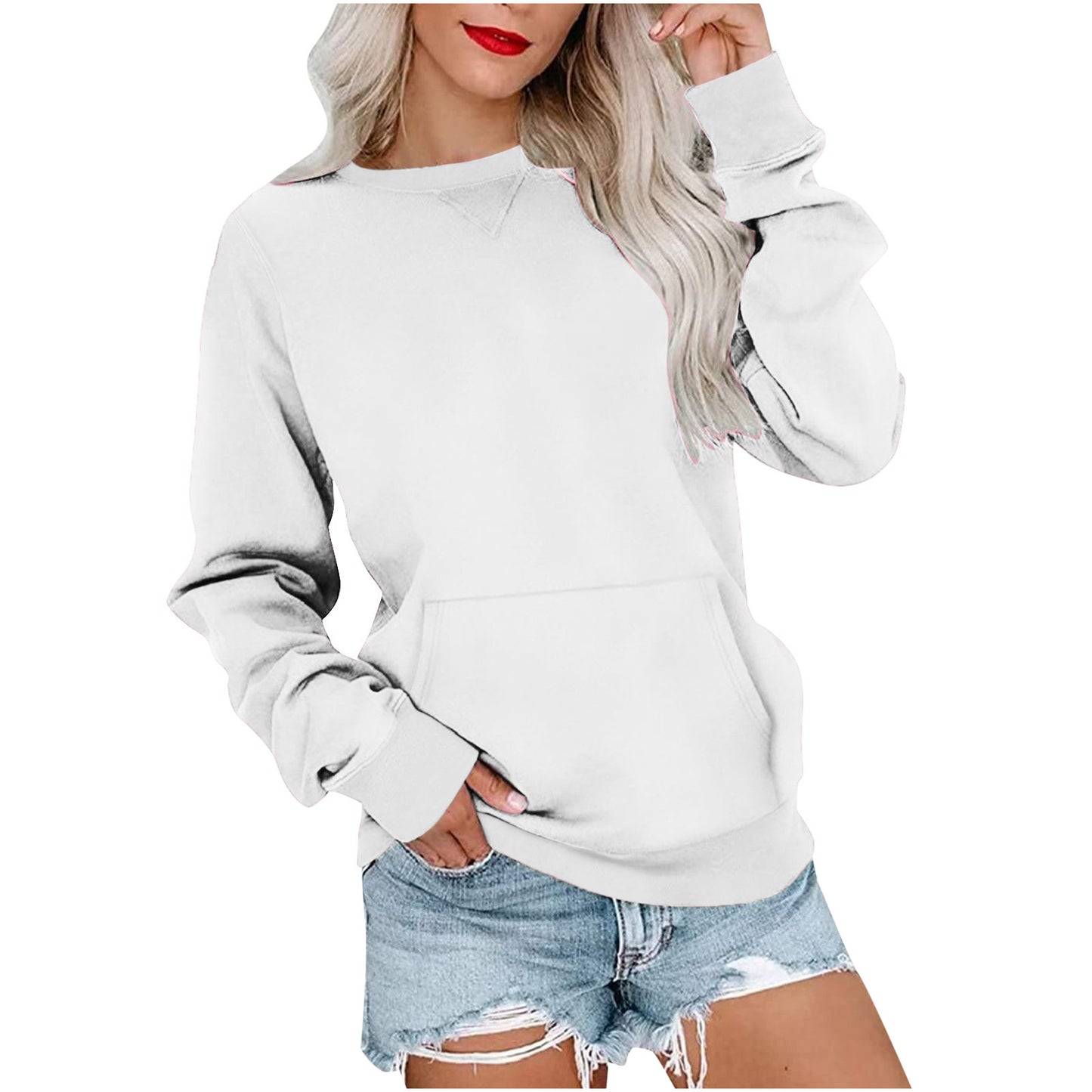 Women's Relaxed Pullover Sweatshirt - Casual Long-Sleeve Top with Pocket