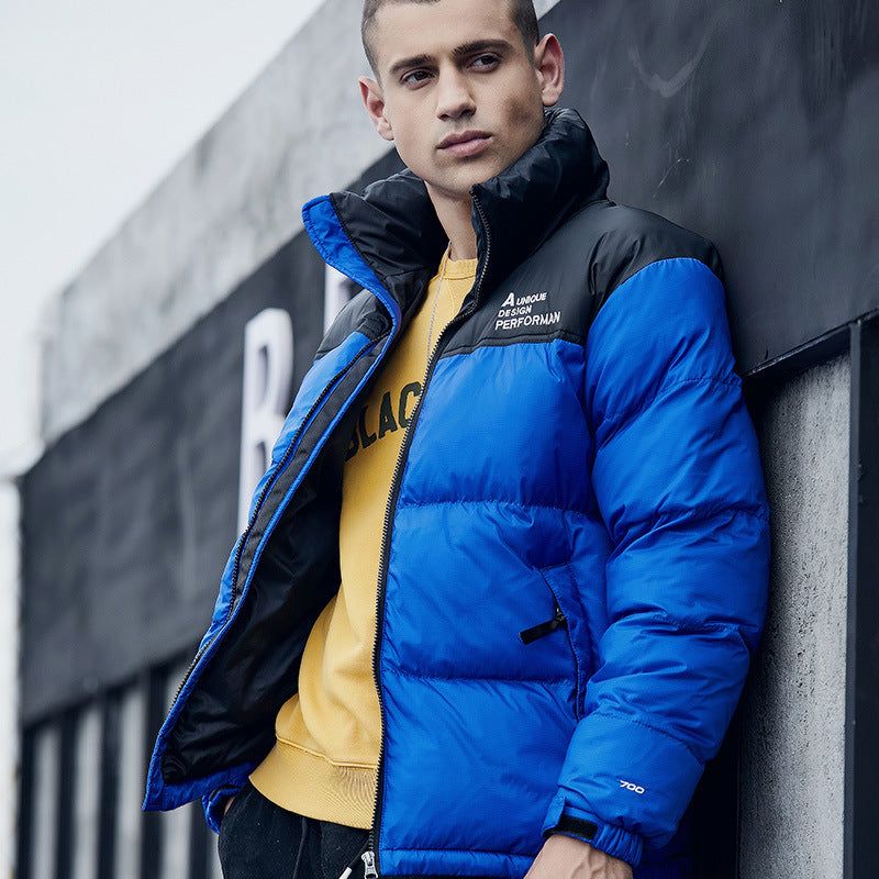 Men's Premium Down Padded Jacket - Shiny Short Puffer Coat