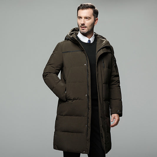 Men's Long Padded Down Jacket - Warm Winter Puffer Coat