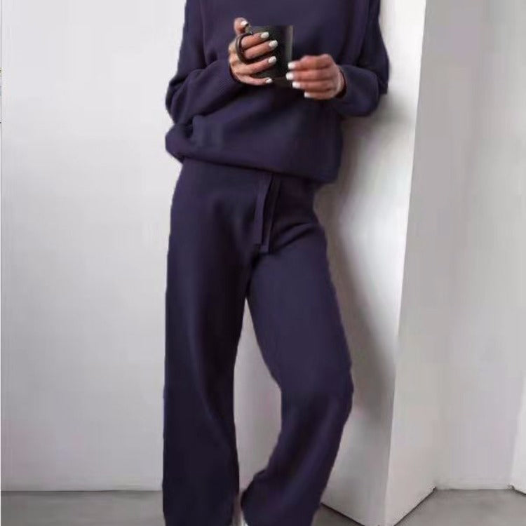 Women's 2-Piece Casual Suit - Turtleneck Sweater & Drawstring Pants
