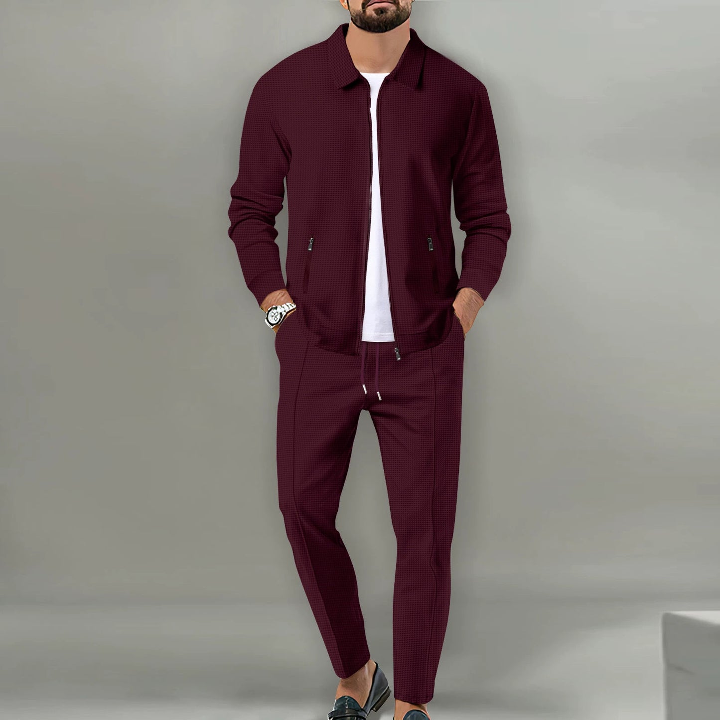 Men's Cardigan Jacket - Slim-Fit Zipper Coat with Lapels