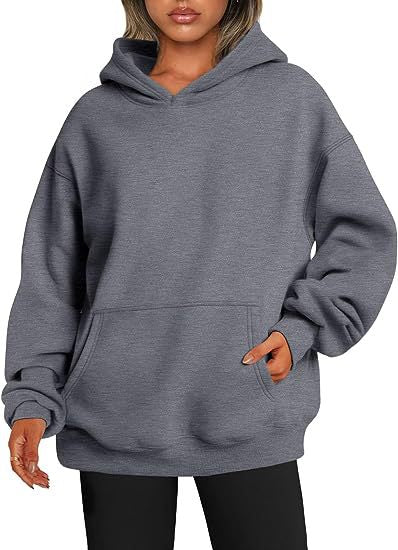 Women's Oversized Hoodie With Pockets - Solid Colour Hooded Sweatshirt