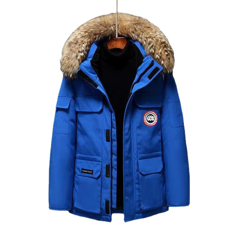 Men's Winter Mid-Length Outdoor Jacket - Warm Padded Coat