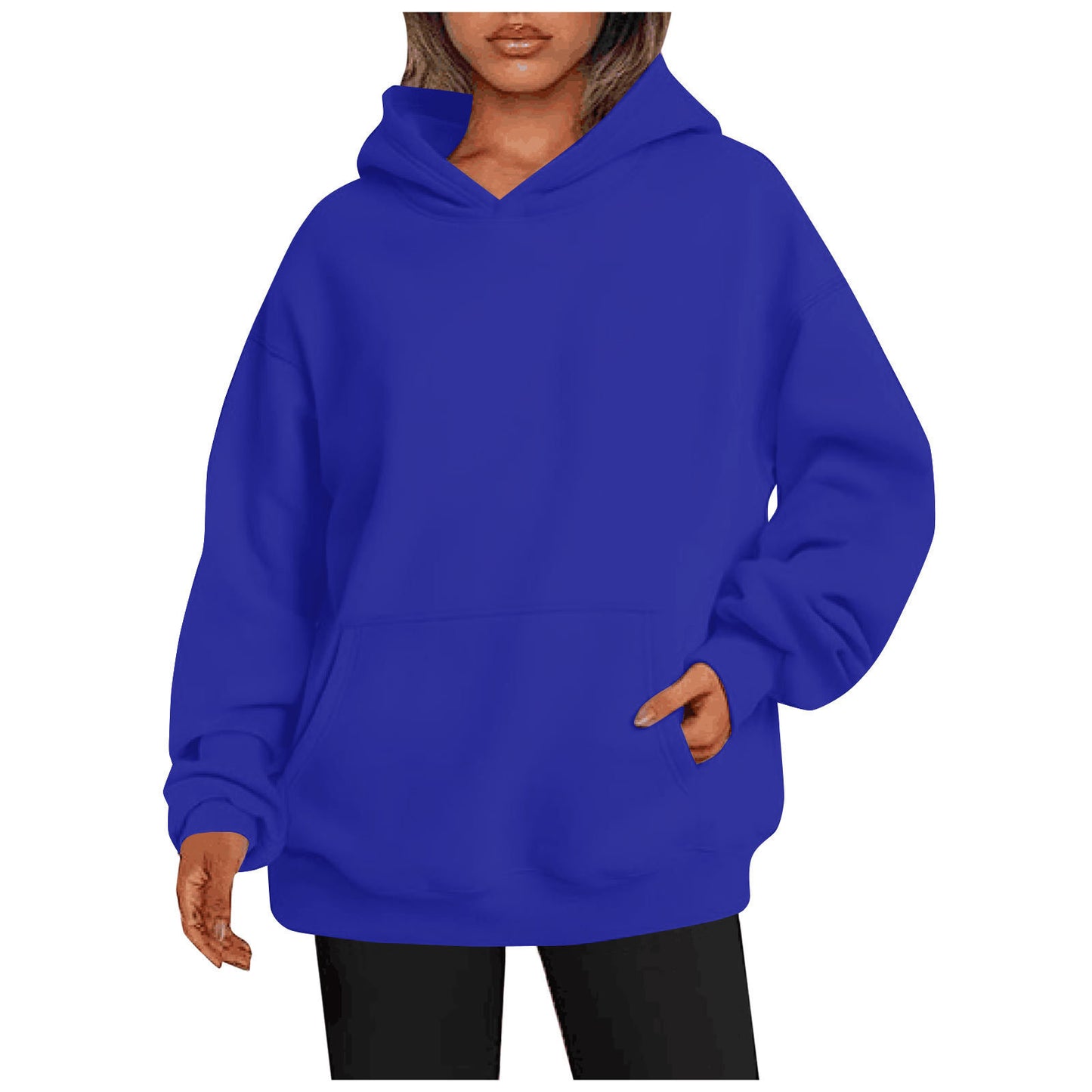 Women's Oversized Hoodie With Pockets - Solid Colour Hooded Sweatshirt