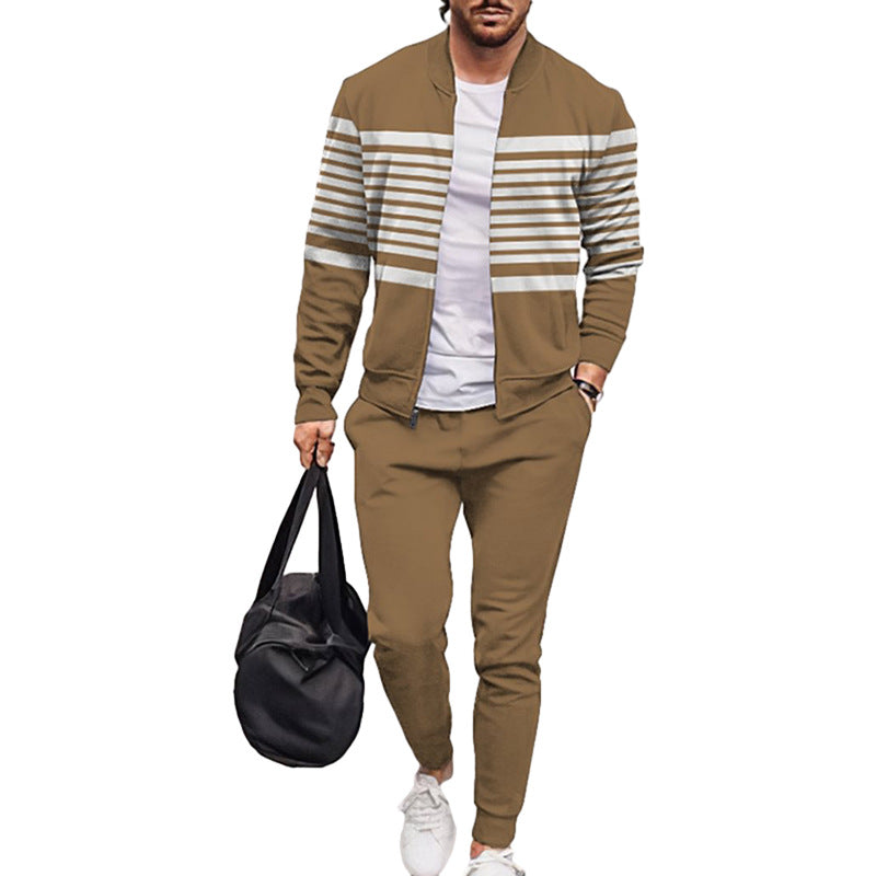 Men's Autumn/Winter Contrast Jacket - Stand-Up Collar Design