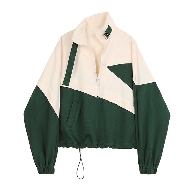Women's Stand-up Collar Sweater Loose Half Zipper