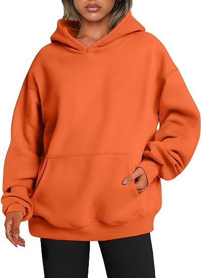 Women's Oversized Hoodie With Pockets - Solid Colour Hooded Sweatshirt