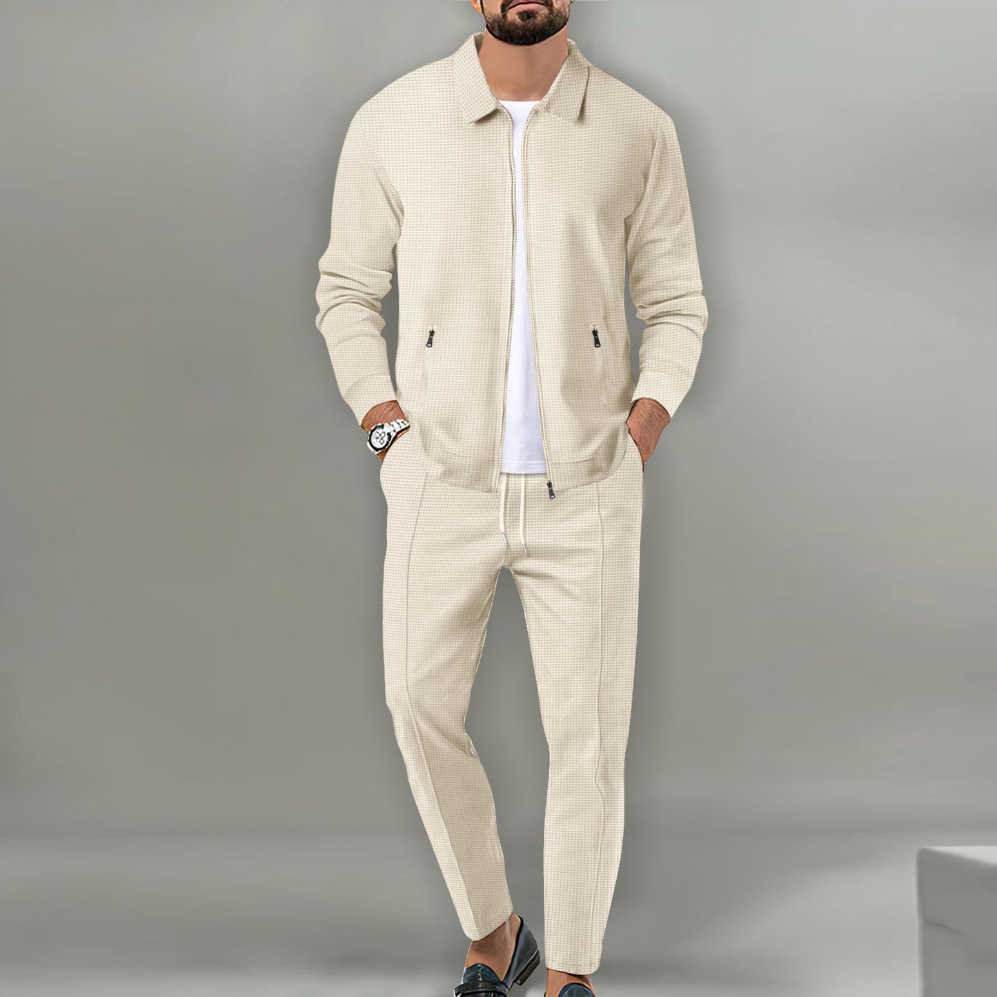 Men's Cardigan Jacket - Slim-Fit Zipper Coat with Lapels
