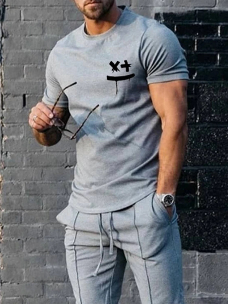 Men's Short Sleeve T-Shirt  Tracksuit Set - Two-Piece Athletic Outfit