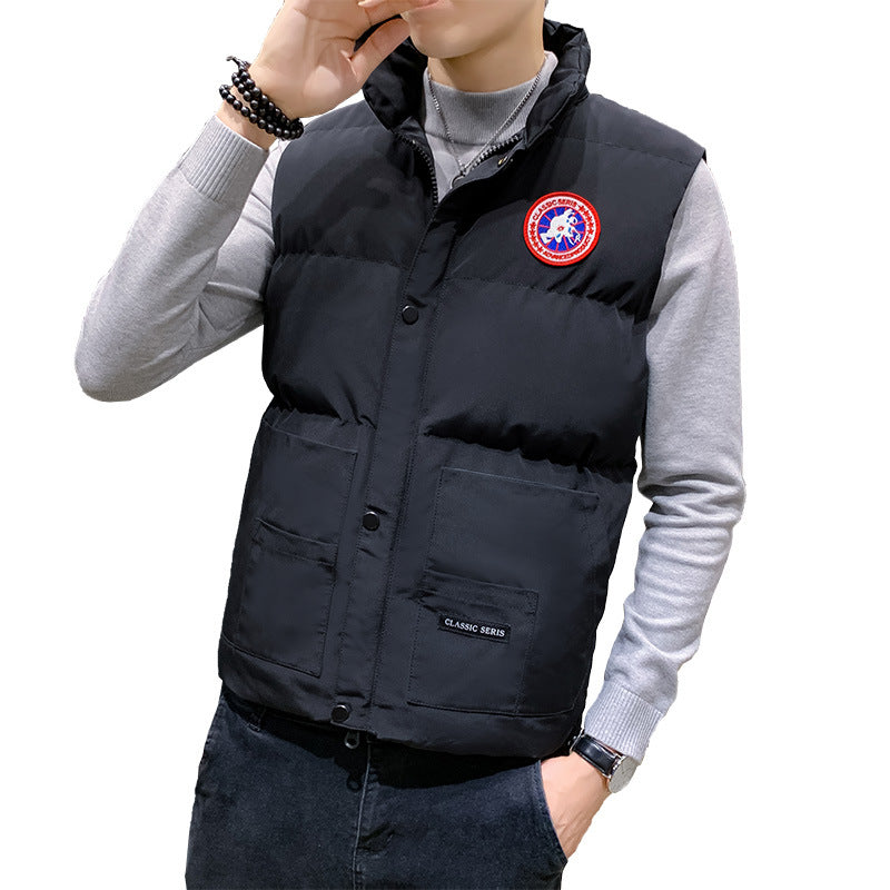 Men's Winter Down Cotton Warm Vest - Padded Sleeveless Jacket