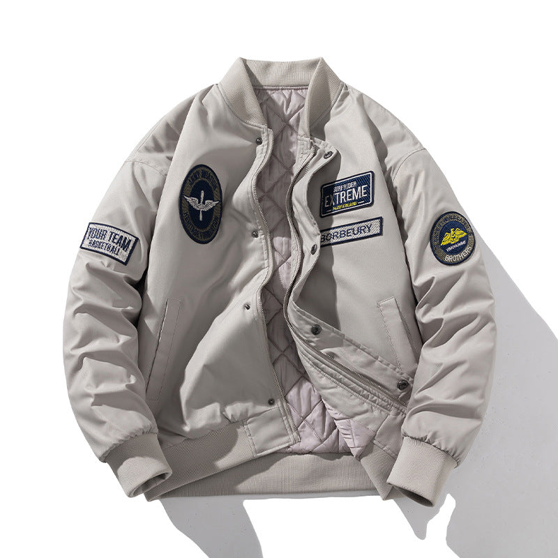 Japanese Style Alphabet Embroidery Bomber Jacket Coat