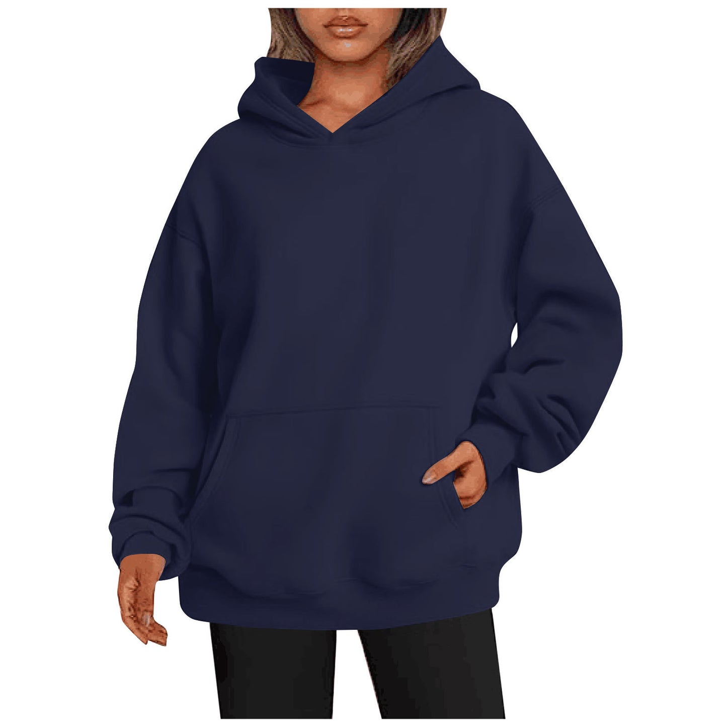 Women's Oversized Hoodie With Pockets - Solid Colour Hooded Sweatshirt