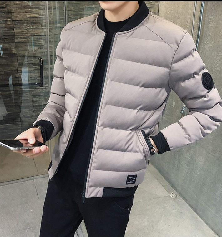 Men's Stand Collar Down Jacket - Baseball Style Puffer Coat