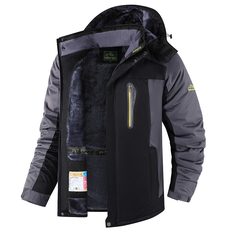 Men's Fleece-Lined Thick Outdoor Winter Jacket - Warm Insulated Coat