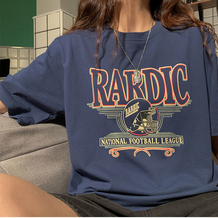 Women's Vintage Oversized T-Shirt - Retro Print Short-Sleeve Top