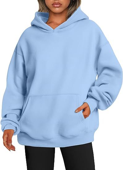 Women's Oversized Hoodie With Pockets - Solid Colour Hooded Sweatshirt