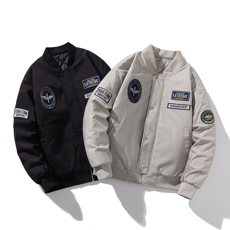 Japanese Style Alphabet Embroidery Bomber Jacket Coat
