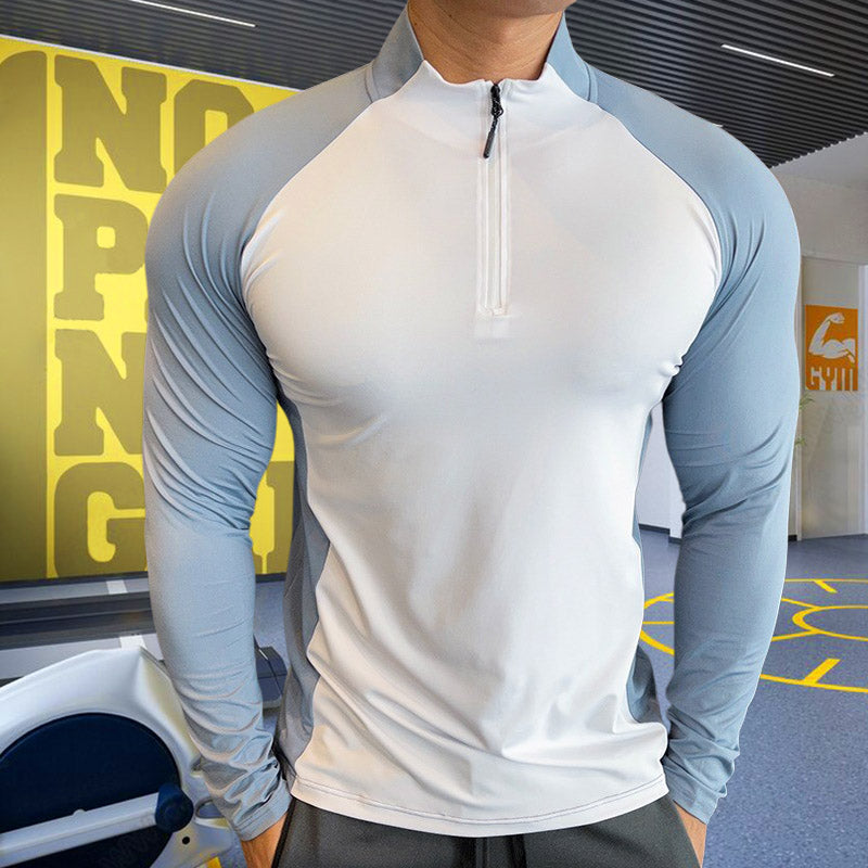 Mock Neck Half-zip Gym Solid Color