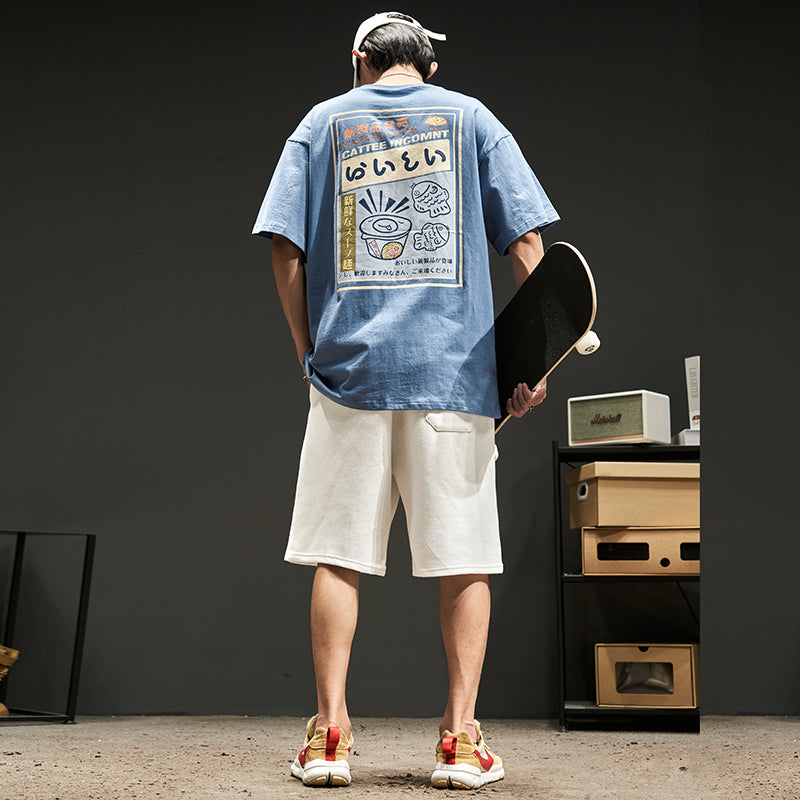 Men's Japanese Graphic T-Shirt - Back Print Streetwear Tee