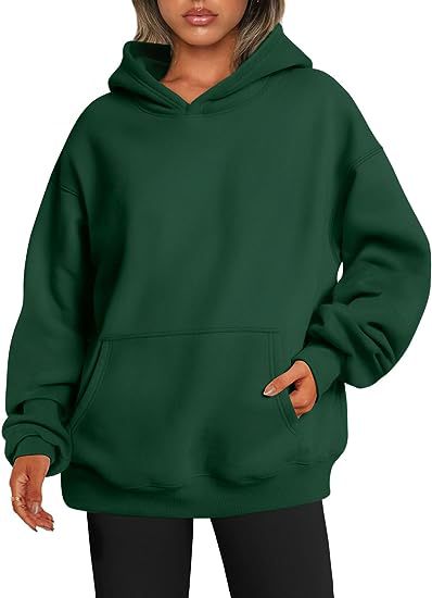 Women's Oversized Hoodie With Pockets - Solid Colour Hooded Sweatshirt